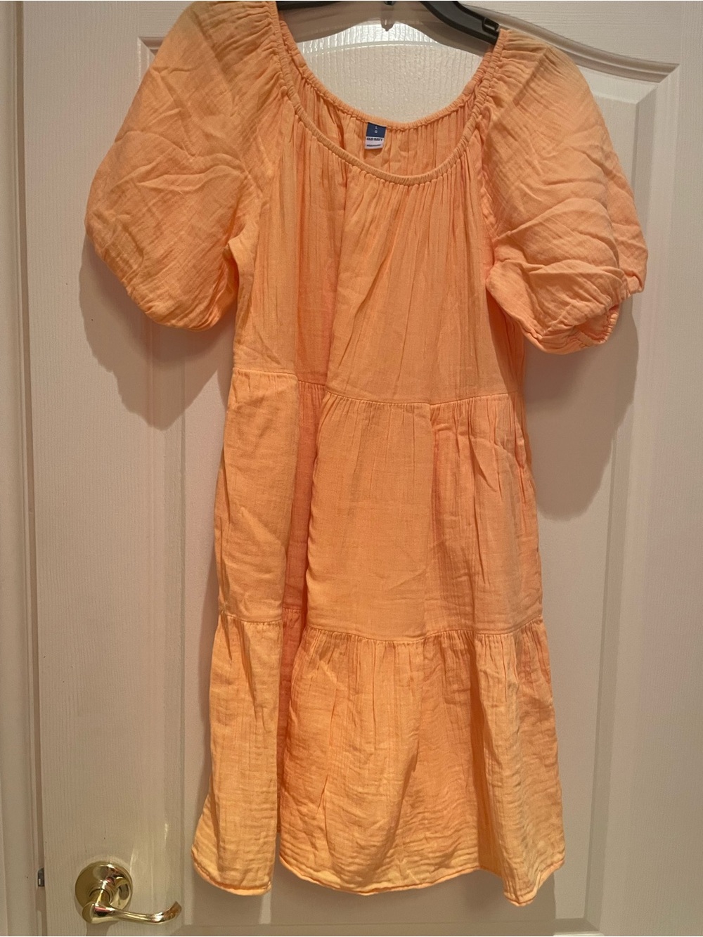 Old Navy Womens Peach Tiered Puff-Sleeve Dress